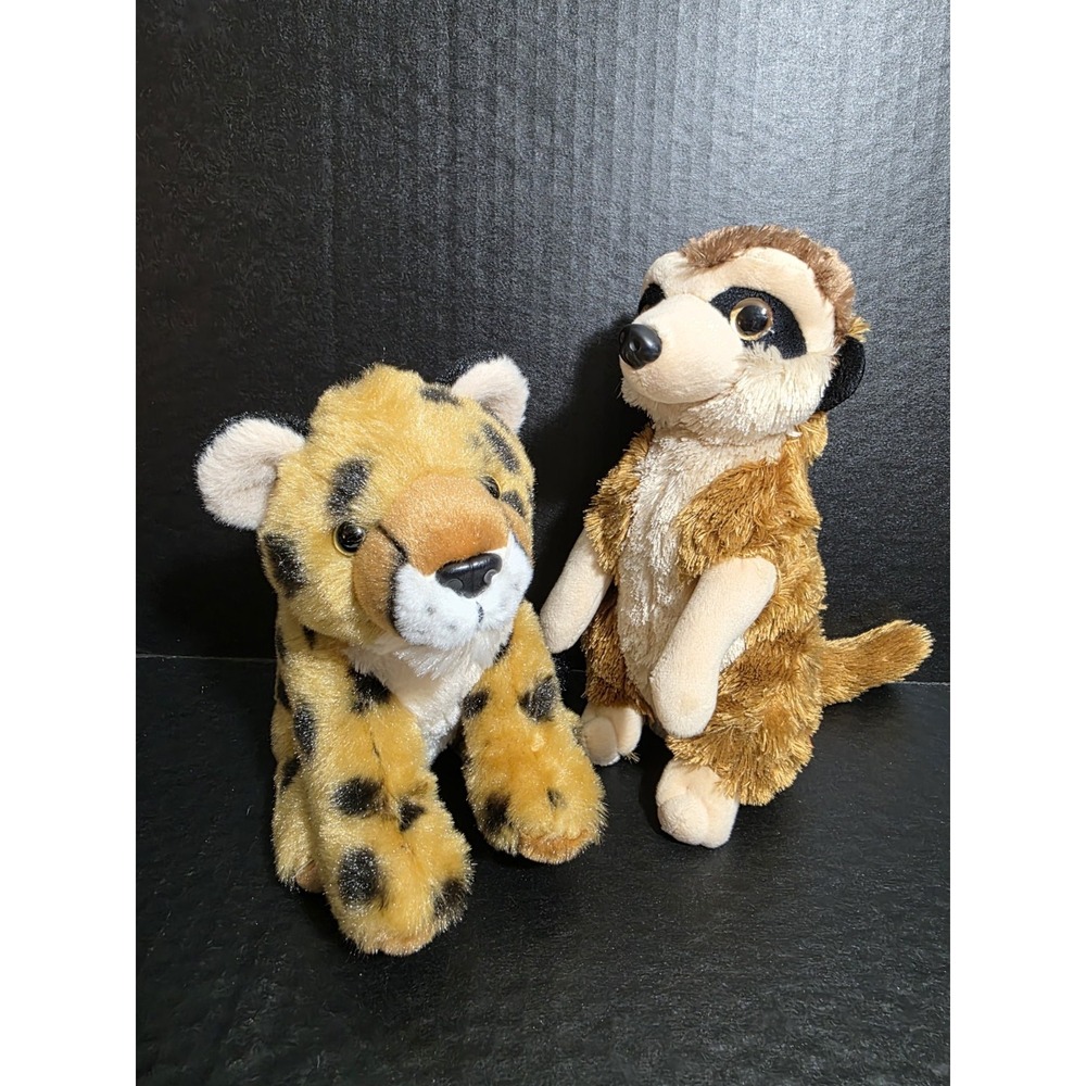 Wild Republic Cuddlekins Baby Cheetah &‎ Meerkat ULTRA SOFT  8" Plush Lot